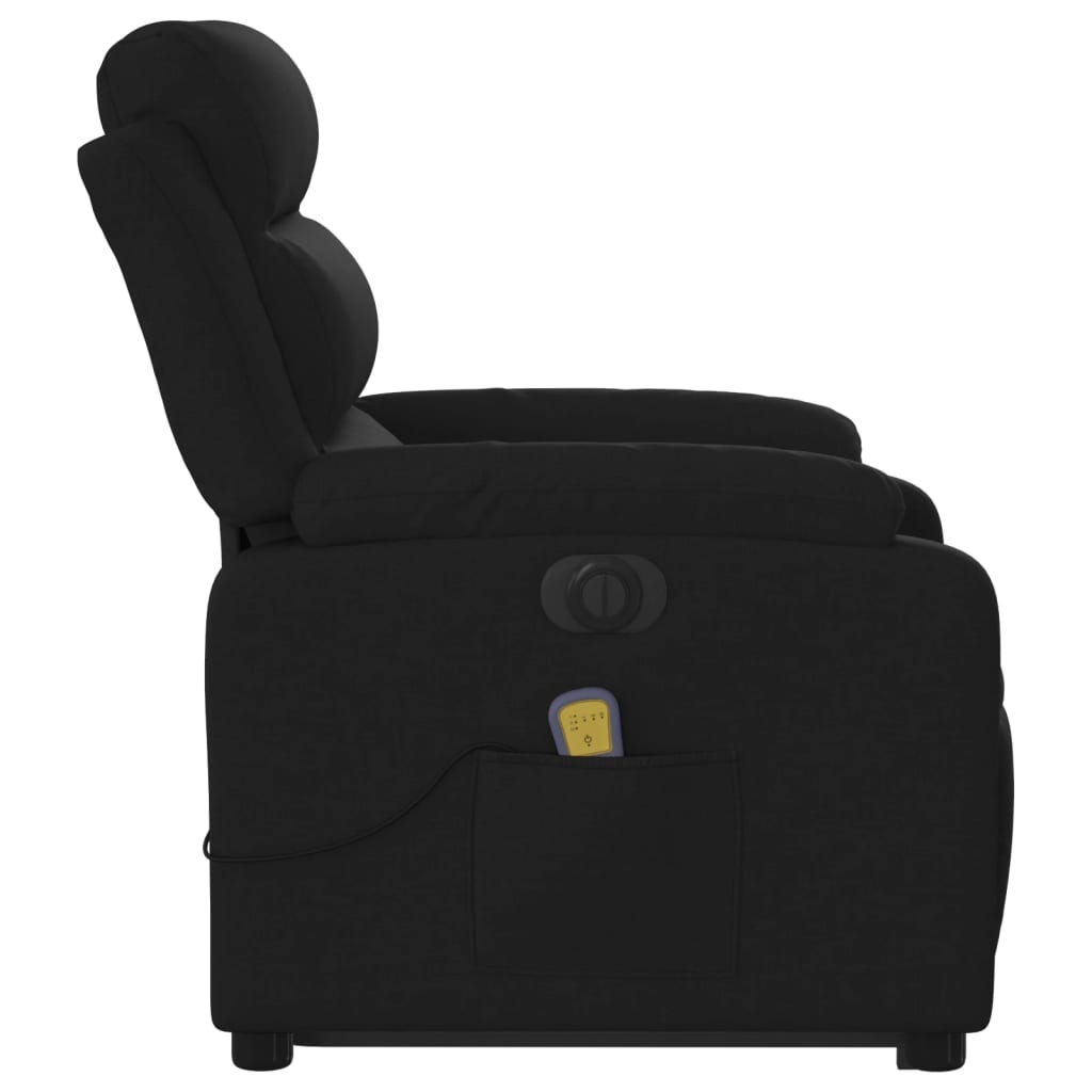 vidaXL Sillón de masaje eléctrico reclinable elevable tela negro