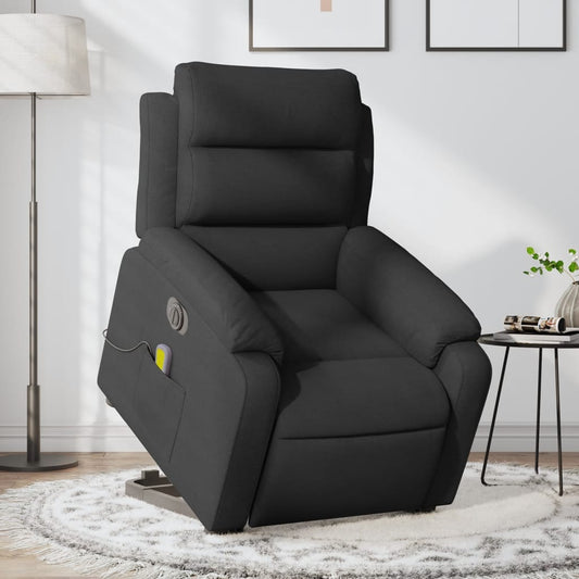 vidaXL Sillón de masaje eléctrico reclinable elevable tela negro