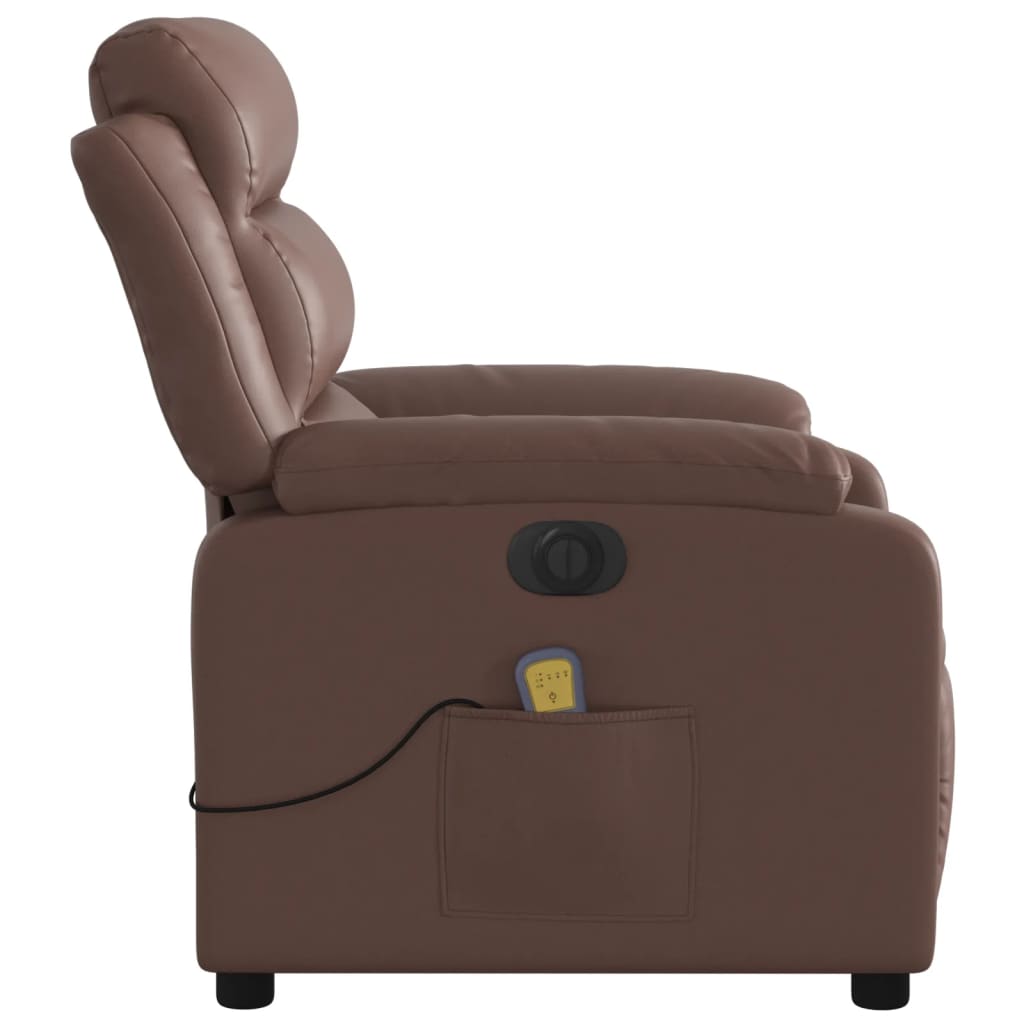 vidaXL Sillón de masaje reclinable eléctrico cuero sintético marrón