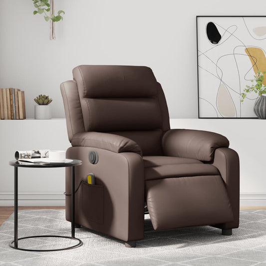 vidaXL Sillón de masaje reclinable eléctrico cuero sintético marrón