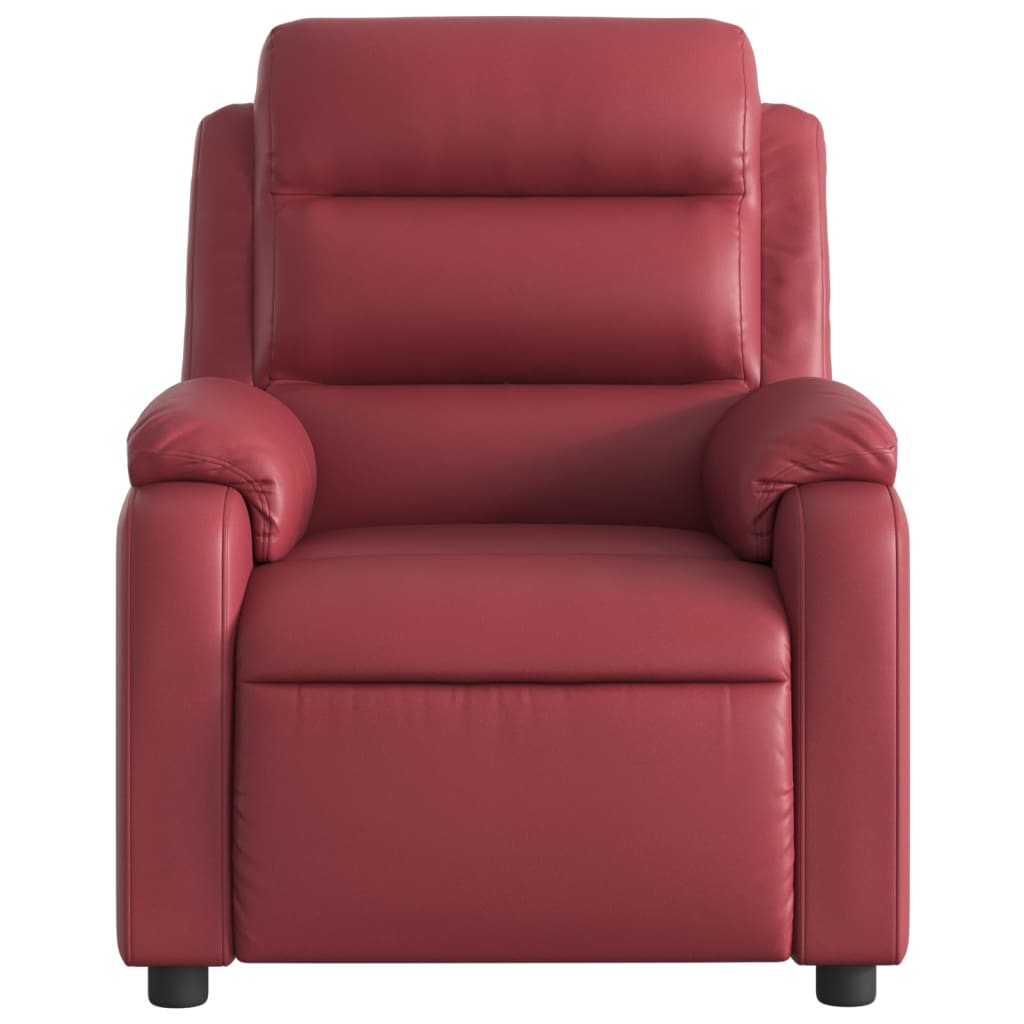 vidaXL Sillón masaje reclinable eléctrico cuero sintético rojo tinto