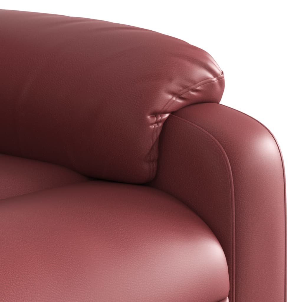 vidaXL Sillón masaje reclinable eléctrico cuero sintético rojo tinto