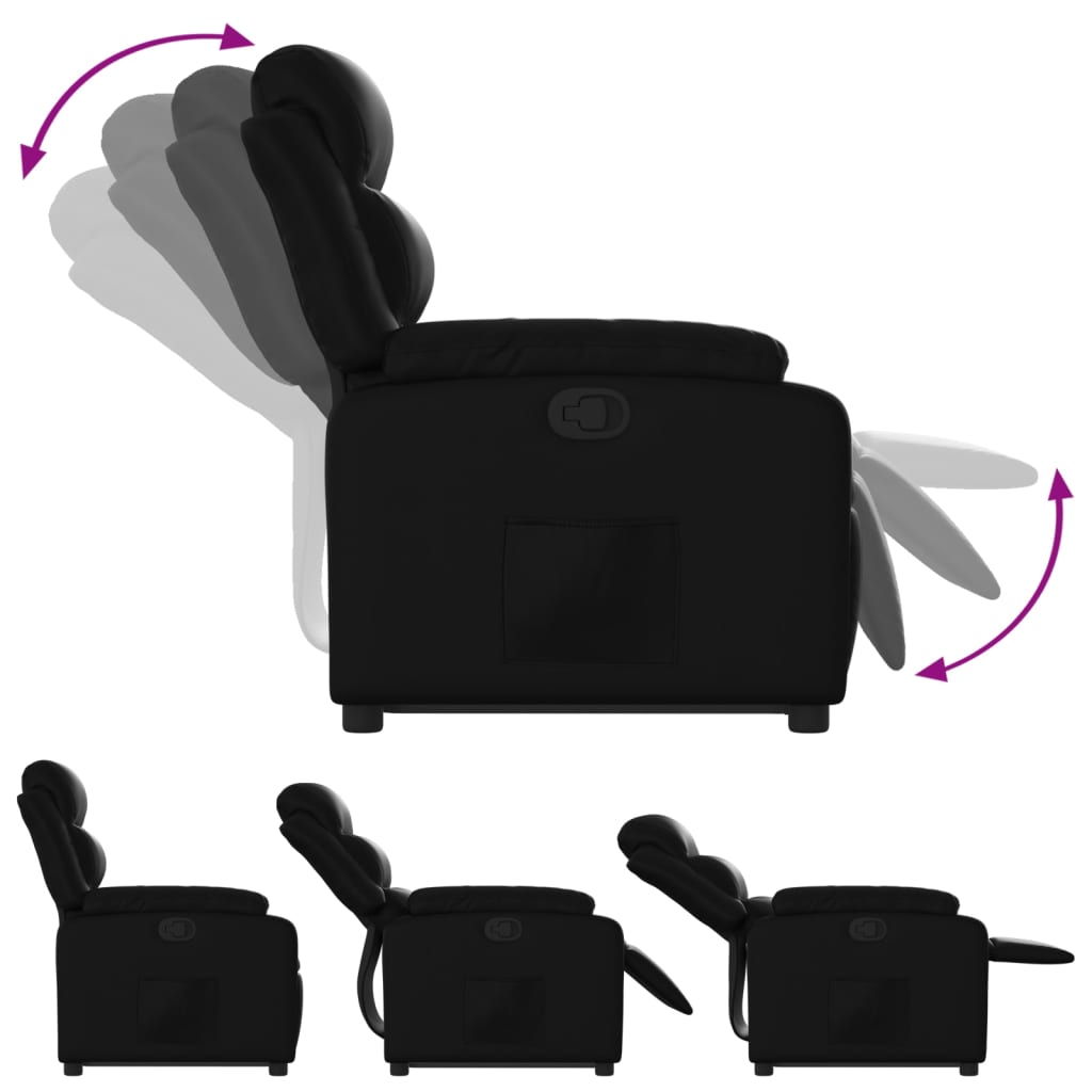 vidaXL Sillón reclinable elevable cuero artificial negro