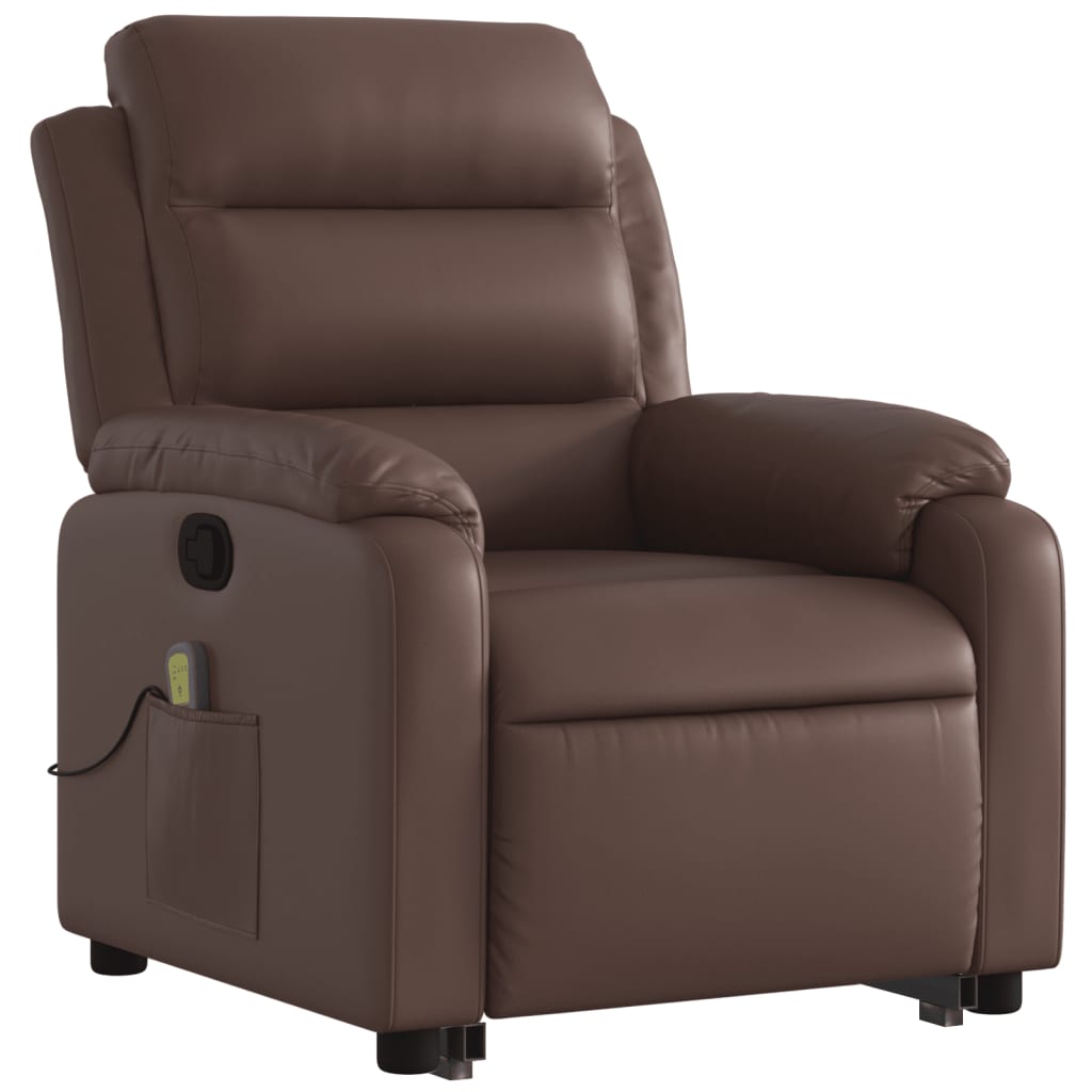 vidaXL Sillón reclinable de masaje de pie de cuero sintético marrón