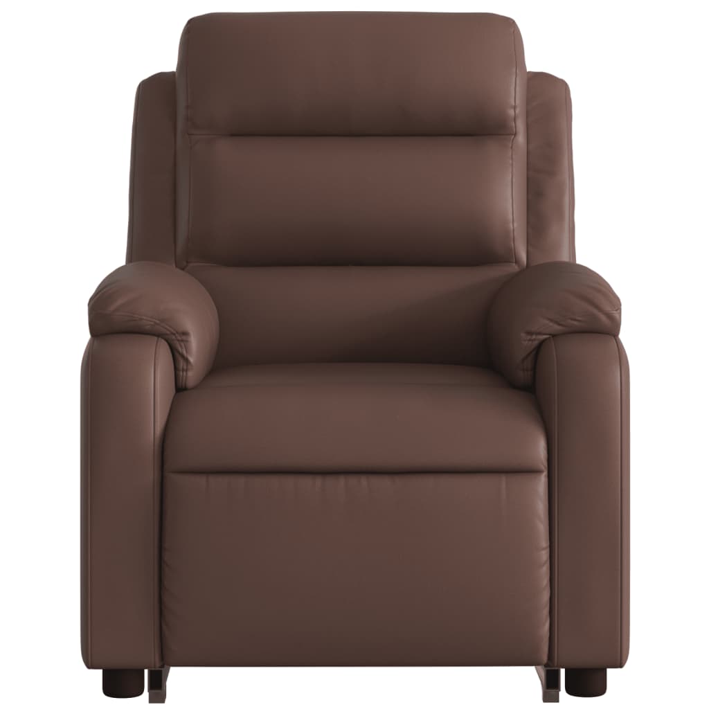 vidaXL Sillón reclinable de masaje de pie de cuero sintético marrón