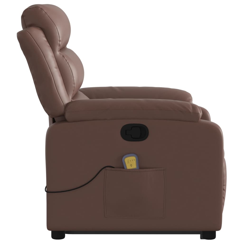 vidaXL Sillón reclinable de masaje de pie de cuero sintético marrón