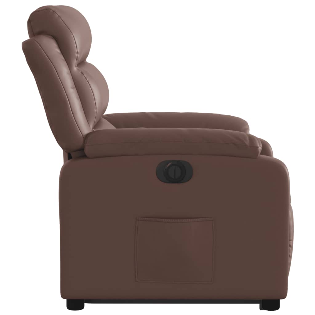 vidaXL Sillón reclinable elevable eléctrico de cuero sintético marrón