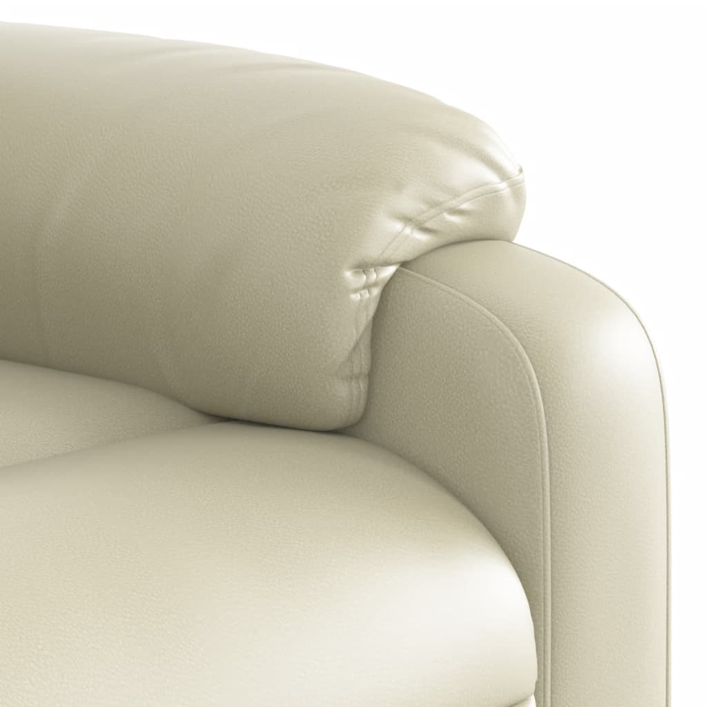 vidaXL Sillón de masaje elevable eléctrico cuero sintético crema