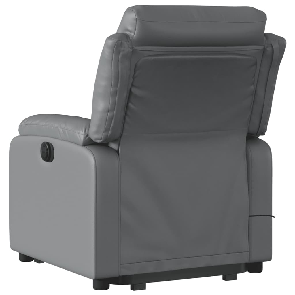 vidaXL Sillón de masaje elevable eléctrico cuero sintético gris