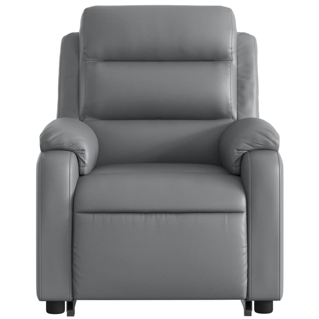 vidaXL Sillón de masaje elevable eléctrico cuero sintético gris