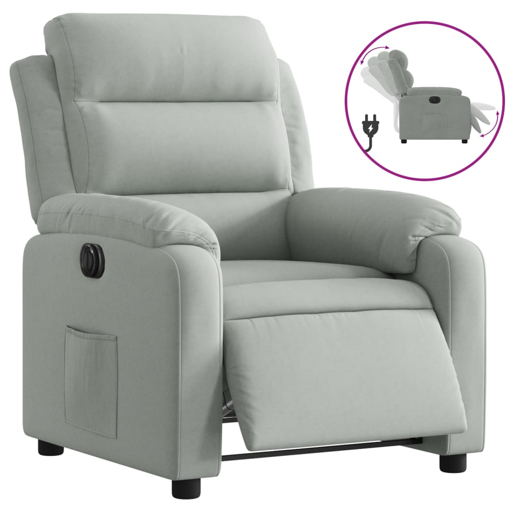 vidaXL Sillón reclinable eléctrico de terciopelo gris claro