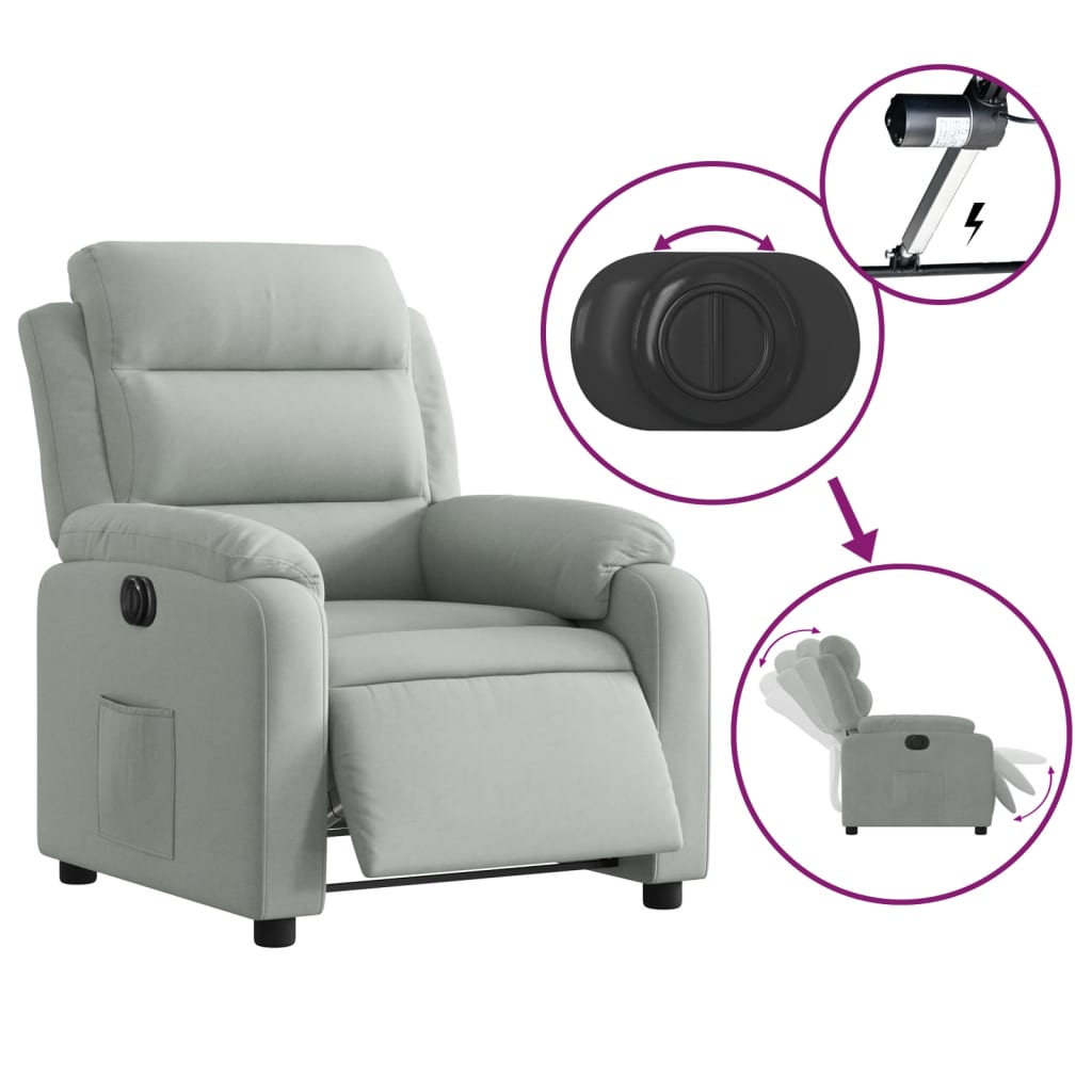 vidaXL Sillón reclinable eléctrico de terciopelo gris claro