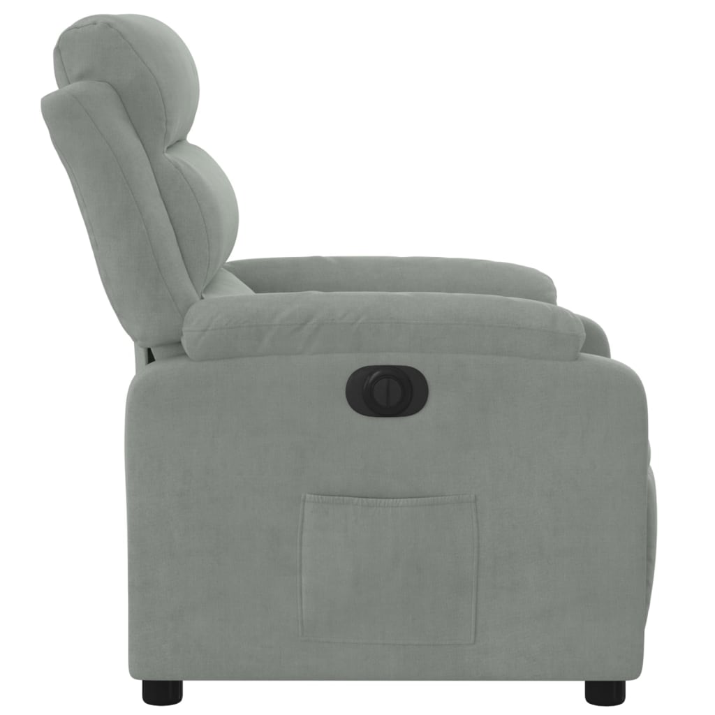 vidaXL Sillón reclinable eléctrico de terciopelo gris claro