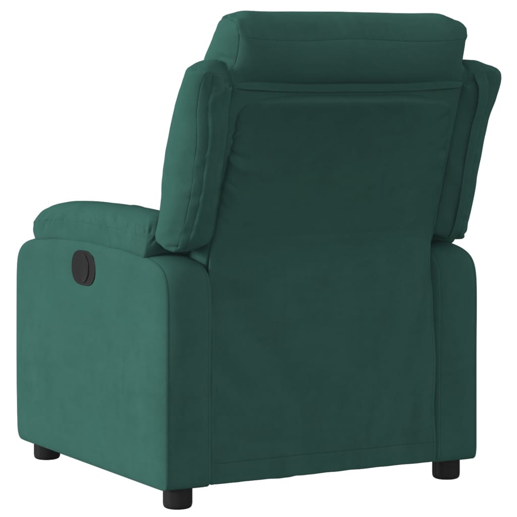 vidaXL Sillón reclinable eléctrico de terciopelo verde oscuro