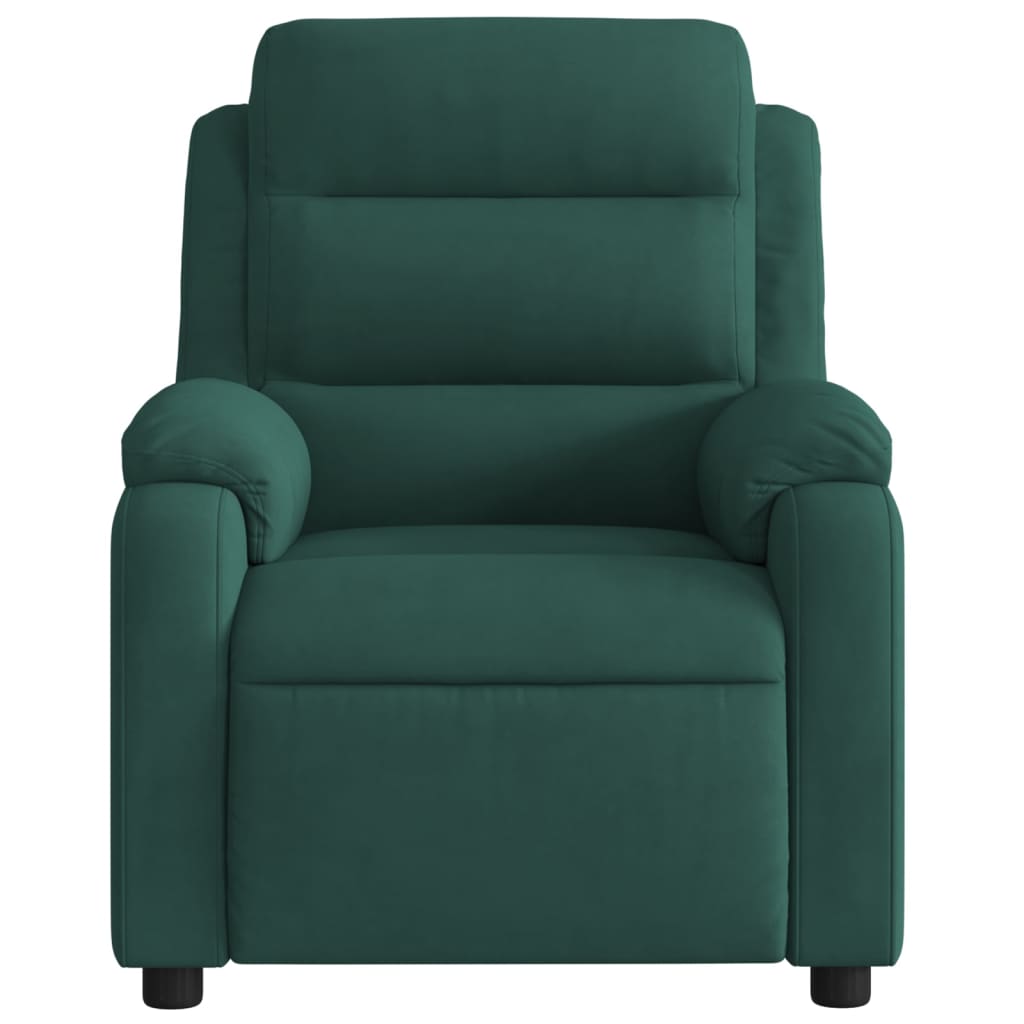 vidaXL Sillón reclinable eléctrico de terciopelo verde oscuro