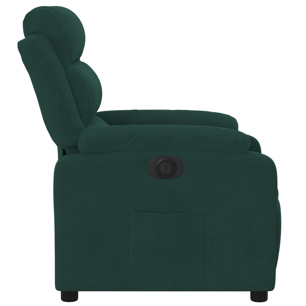 vidaXL Sillón reclinable eléctrico de terciopelo verde oscuro