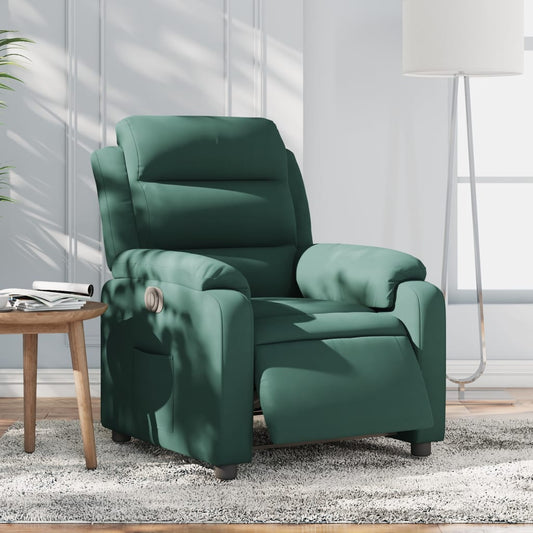 vidaXL Sillón reclinable eléctrico de terciopelo verde oscuro