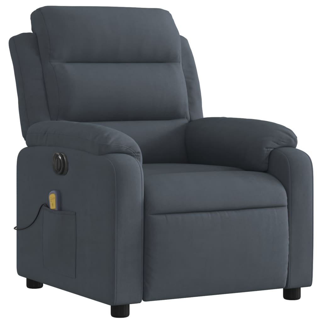 vidaXL Sillón reclinable de masaje eléctrico terciopelo gris oscuro