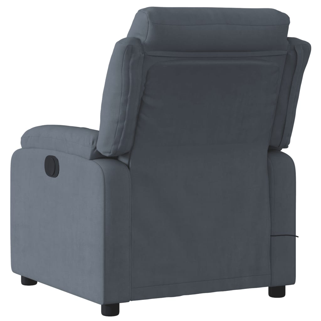 vidaXL Sillón reclinable de masaje eléctrico terciopelo gris oscuro