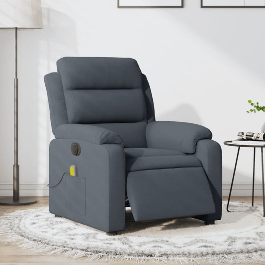 vidaXL Sillón reclinable de masaje eléctrico terciopelo gris oscuro