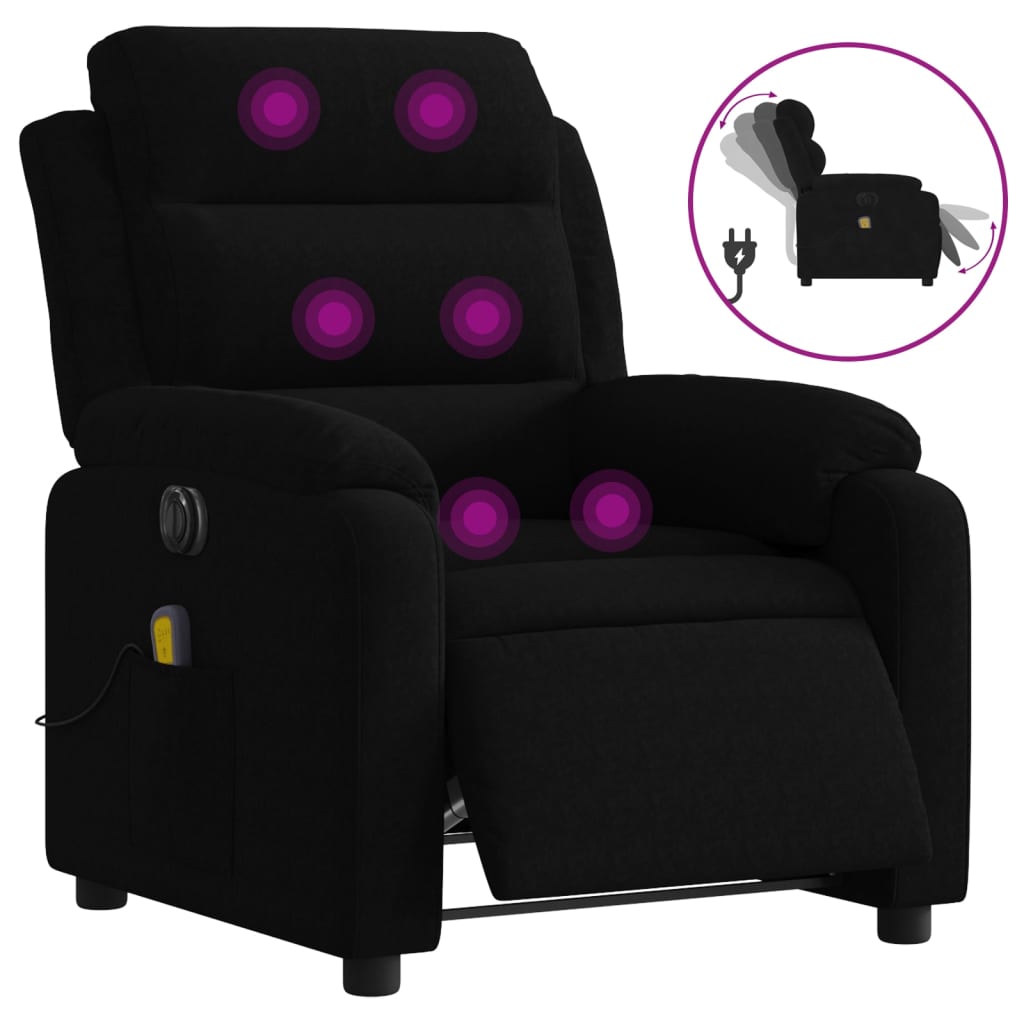 vidaXL Sillón reclinable de masaje eléctrico terciopelo negro