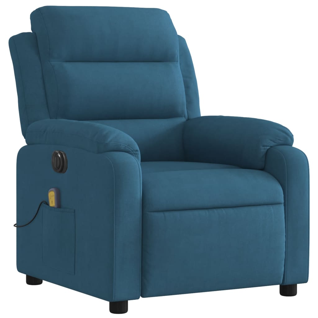 vidaXL Sillón reclinable de masaje eléctrico terciopelo azul