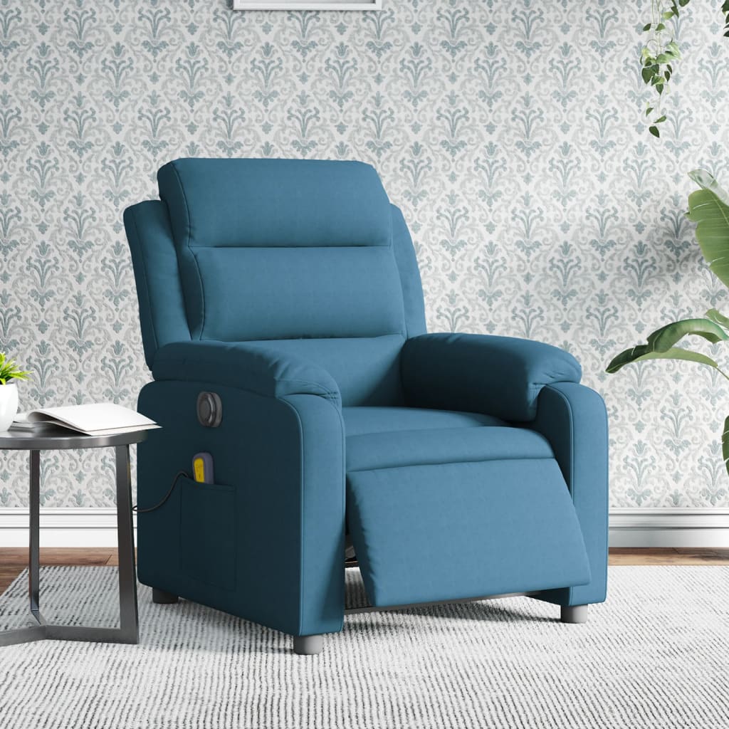 vidaXL Sillón reclinable de masaje eléctrico terciopelo azul