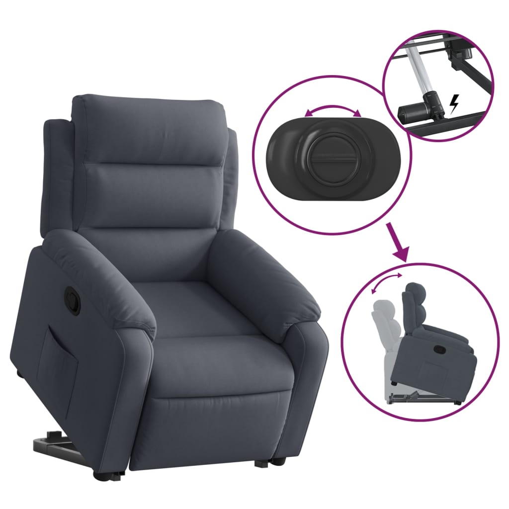 vidaXL Sillón reclinable elevable terciopelo gris oscuro