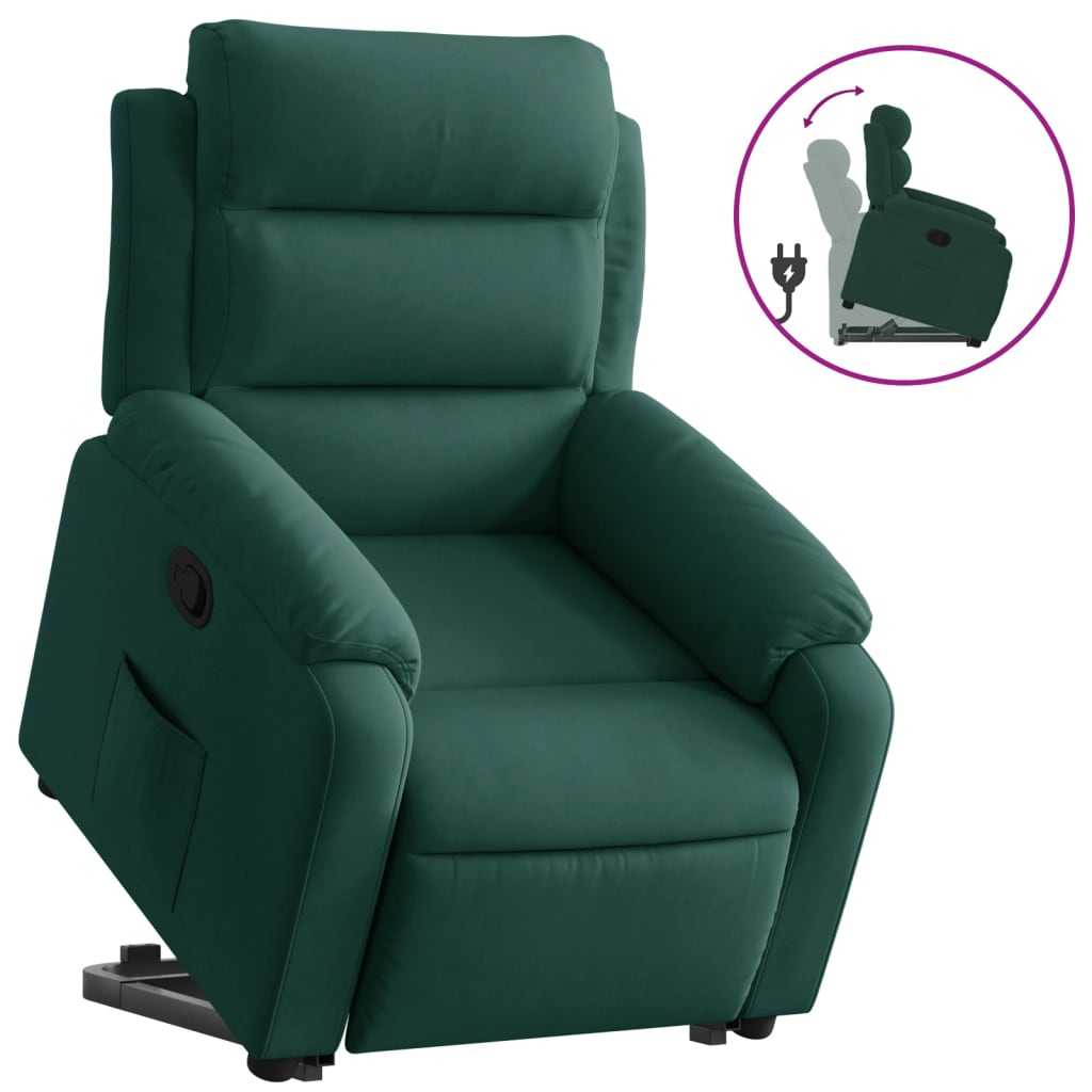 vidaXL Sillón reclinable elevable terciopelo verde oscuro