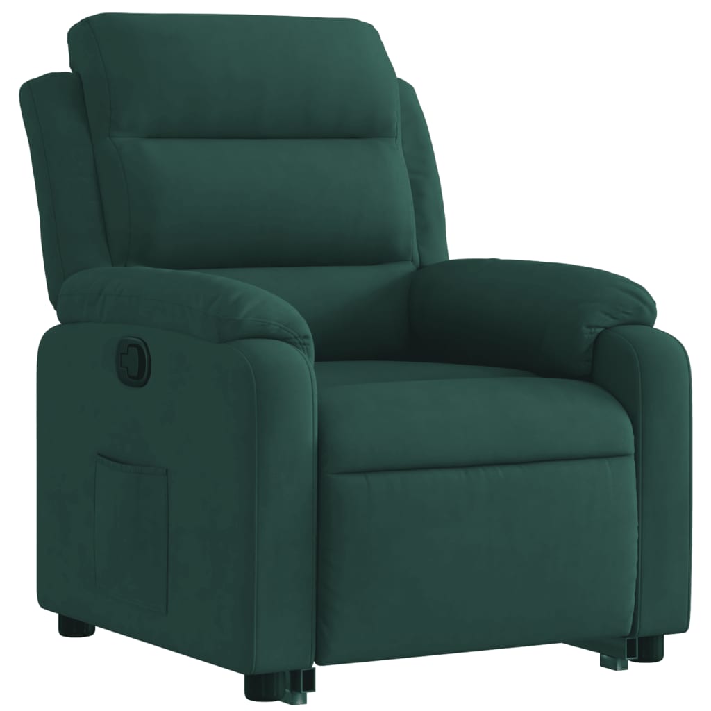 vidaXL Sillón reclinable elevable terciopelo verde oscuro