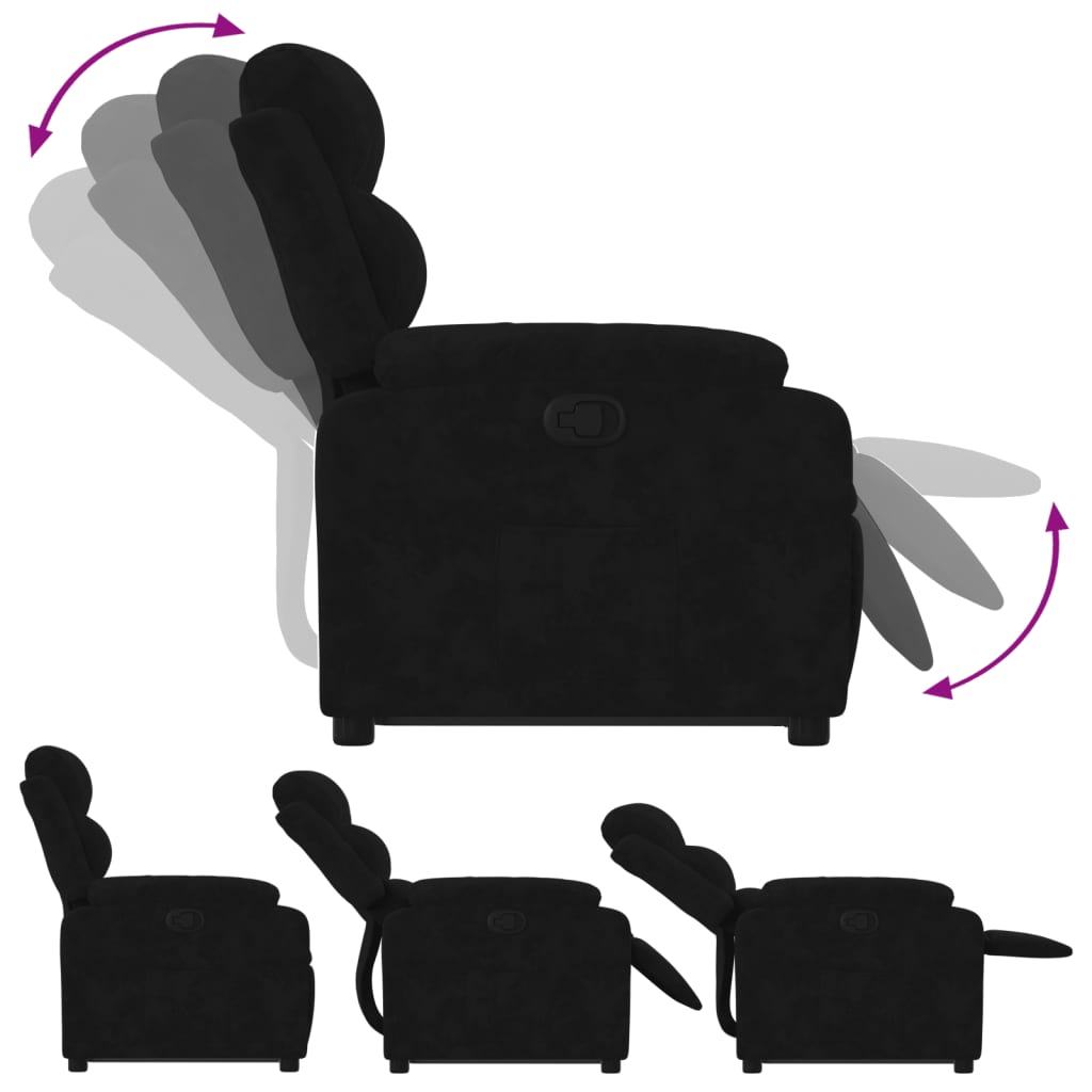 vidaXL Sillón reclinable elevable terciopelo negro