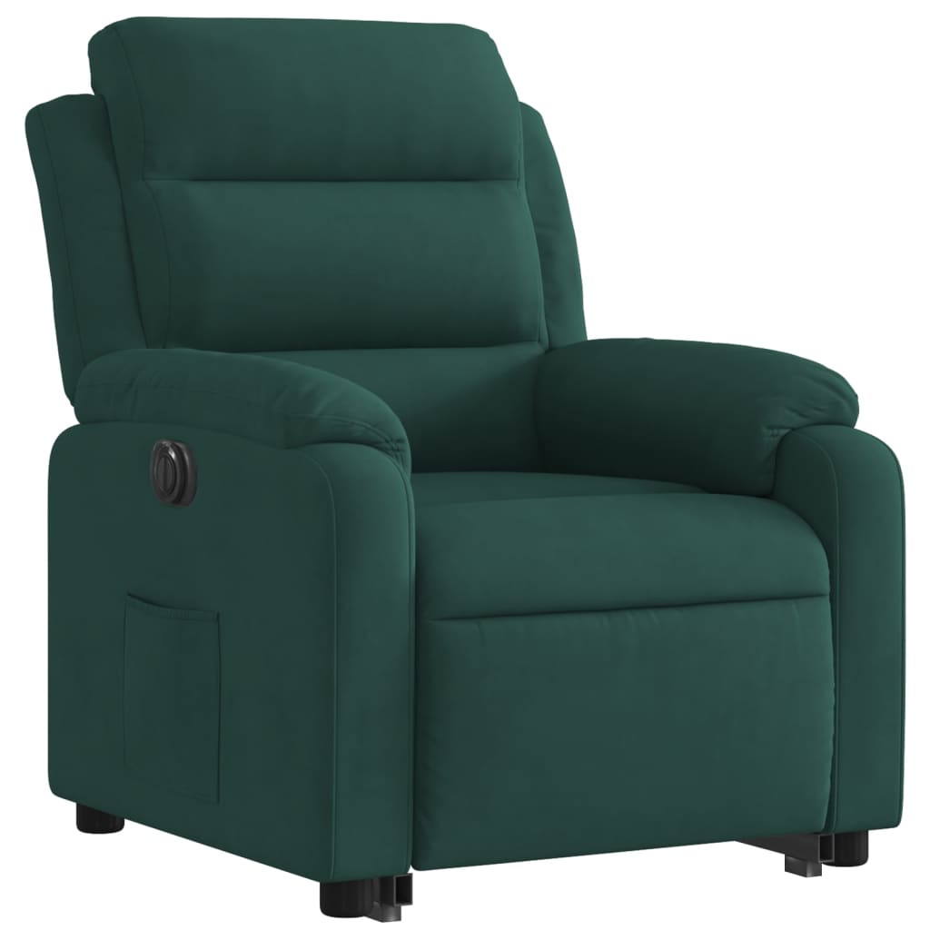 vidaXL Sillón eléctrico reclinable elevable de terciopelo verde oscuro