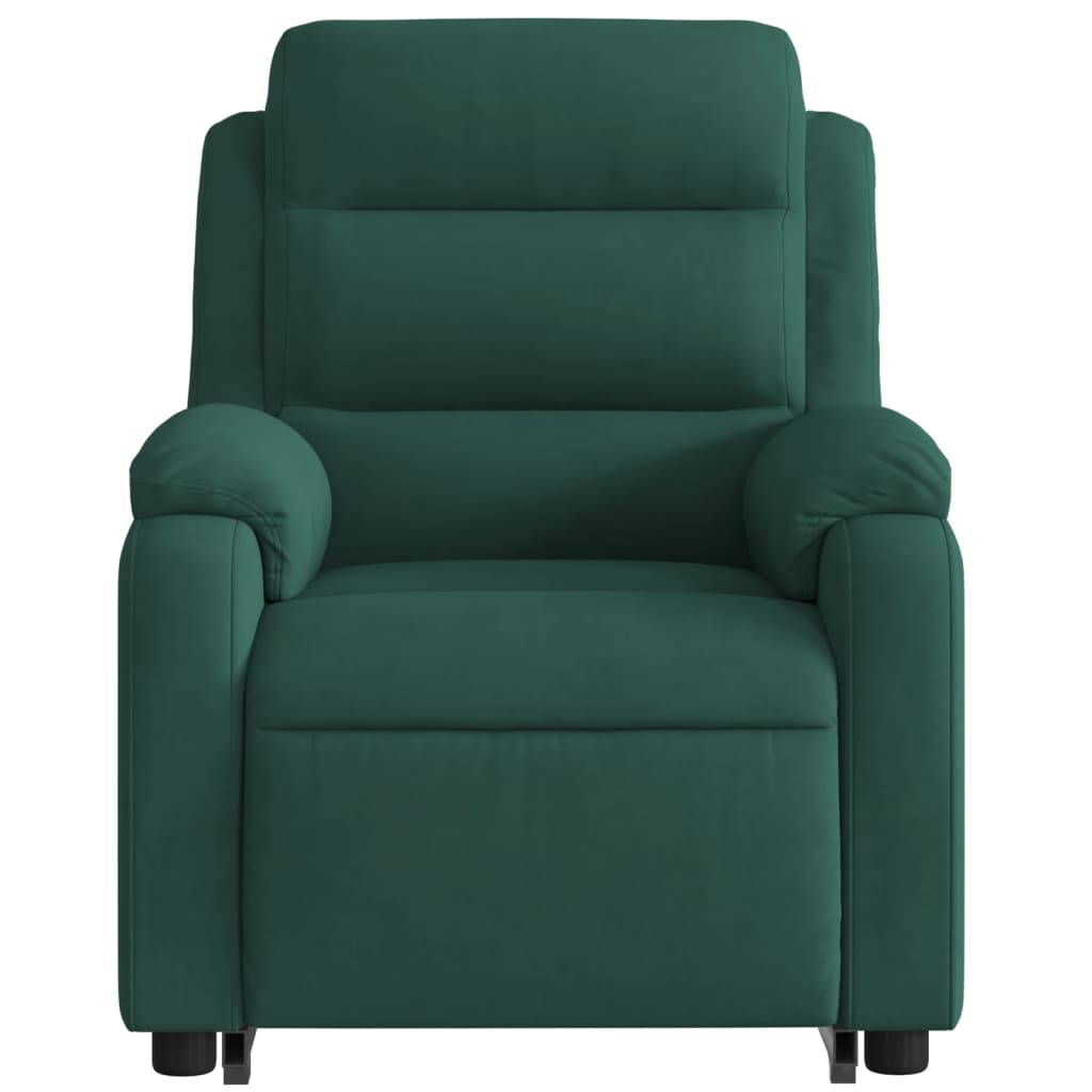 vidaXL Sillón eléctrico reclinable elevable de terciopelo verde oscuro