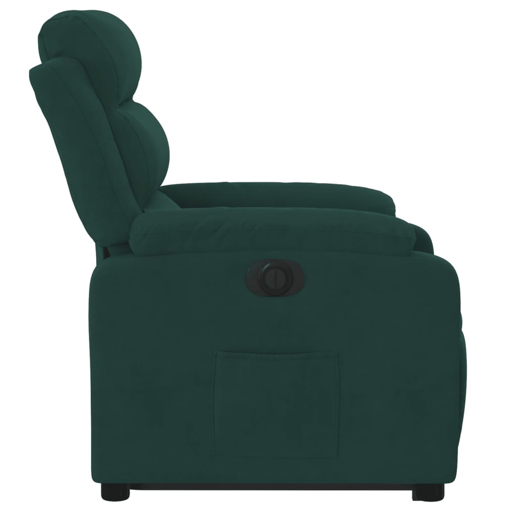 vidaXL Sillón eléctrico reclinable elevable de terciopelo verde oscuro