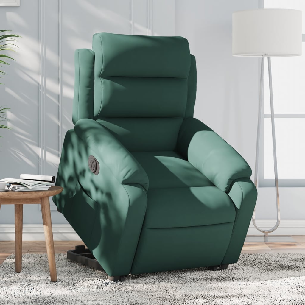 vidaXL Sillón eléctrico reclinable elevable de terciopelo verde oscuro