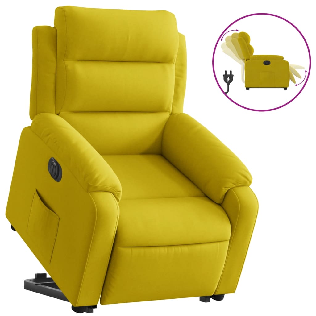 vidaXL Sillón eléctrico reclinable elevable de terciopelo amarillo