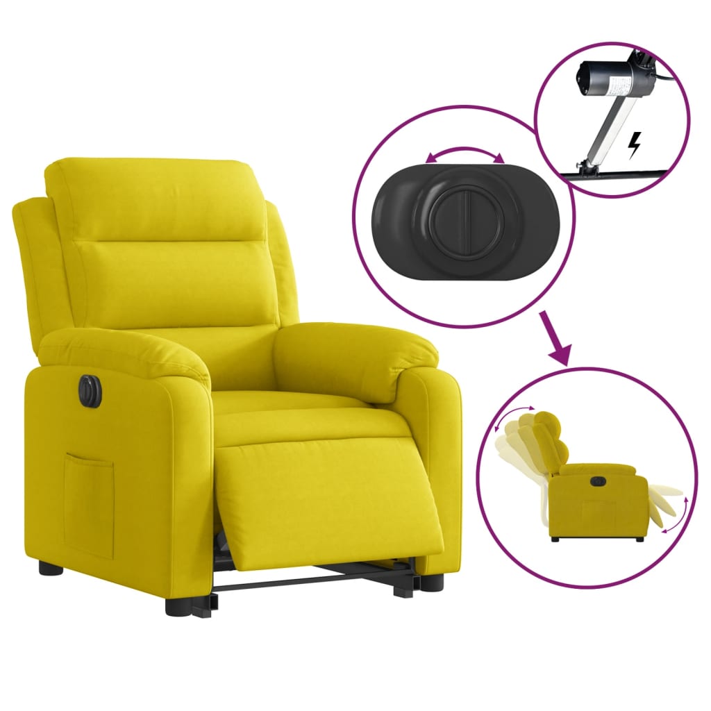 vidaXL Sillón eléctrico reclinable elevable de terciopelo amarillo