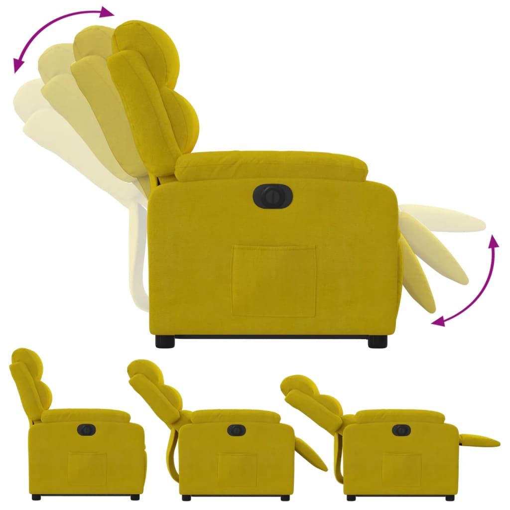 vidaXL Sillón eléctrico reclinable elevable de terciopelo amarillo