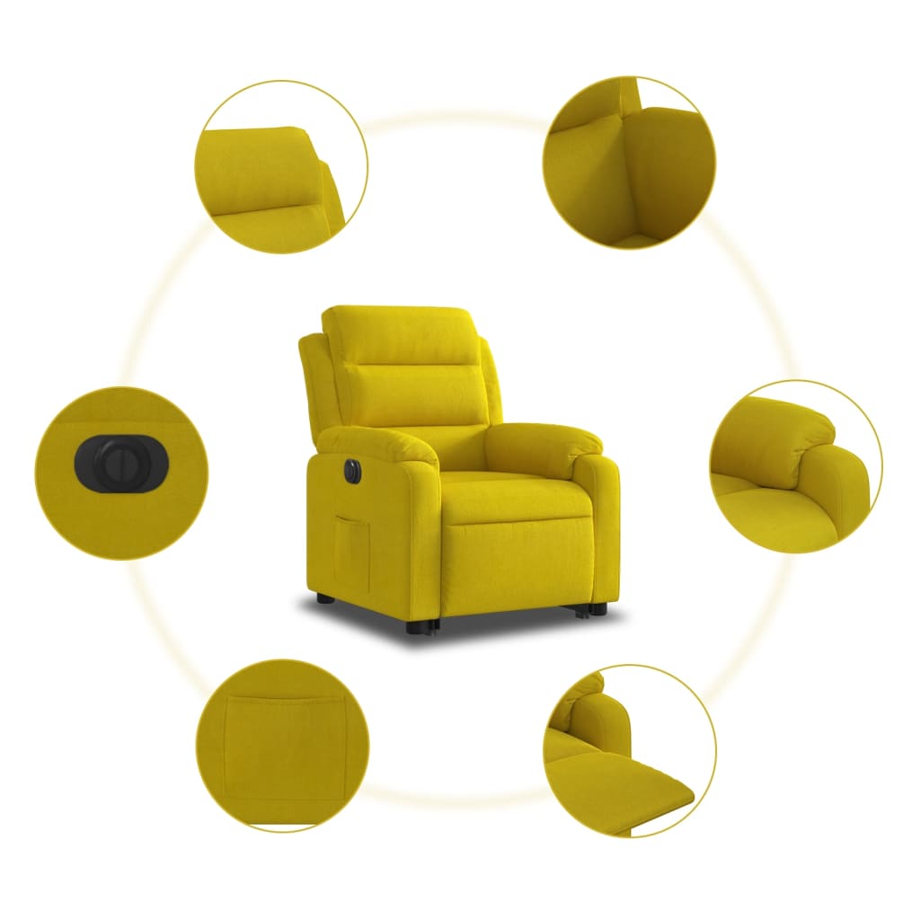 vidaXL Sillón eléctrico reclinable elevable de terciopelo amarillo