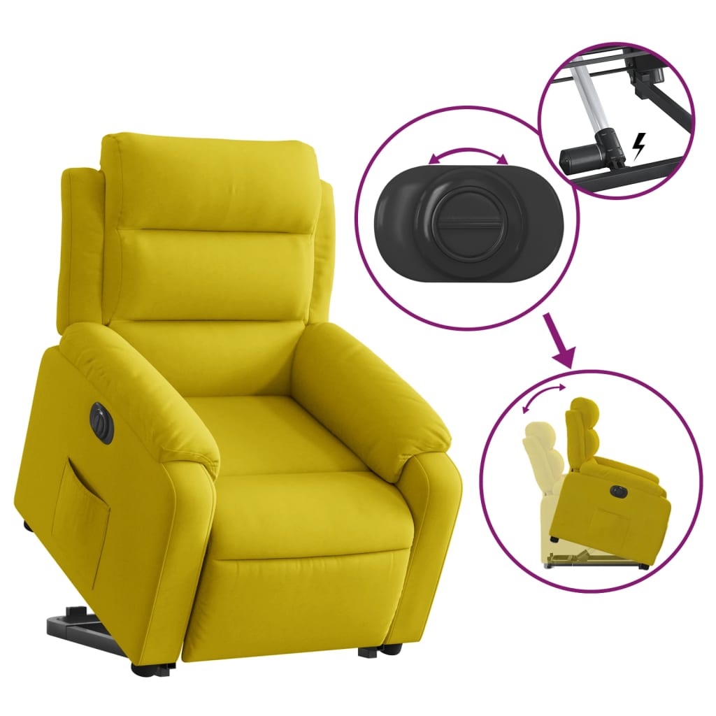 vidaXL Sillón eléctrico reclinable elevable de terciopelo amarillo