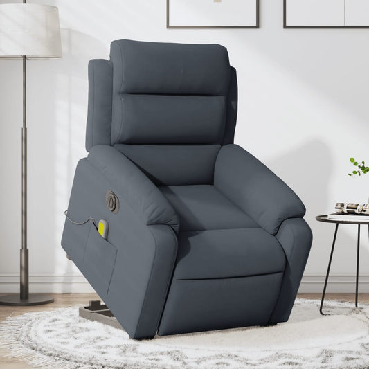 vidaXL Sillón de masaje reclinable elevable terciopelo gris oscuro