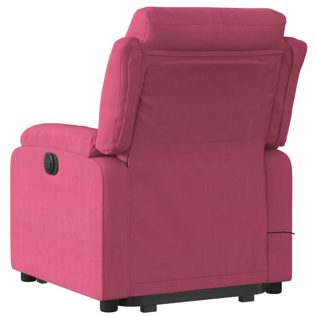 vidaXL Sillón de masaje reclinable elevable terciopelo rojo tinto