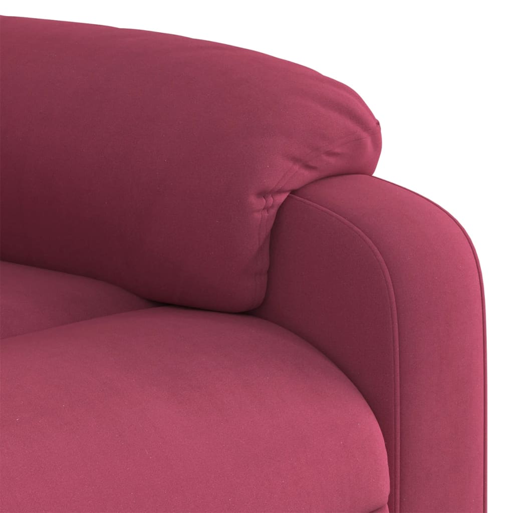 vidaXL Sillón de masaje reclinable elevable terciopelo rojo tinto