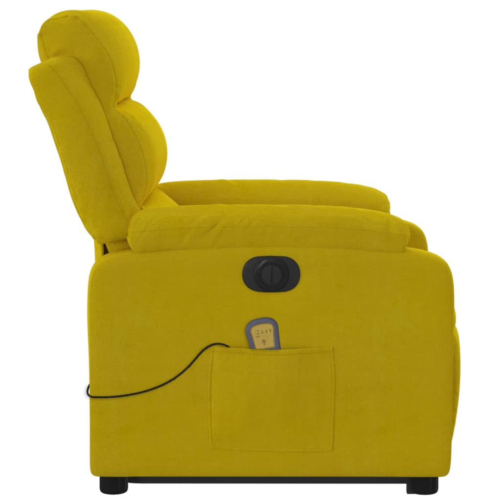 vidaXL Sillón reclinable masaje eléctrico elevable terciopelo amarillo