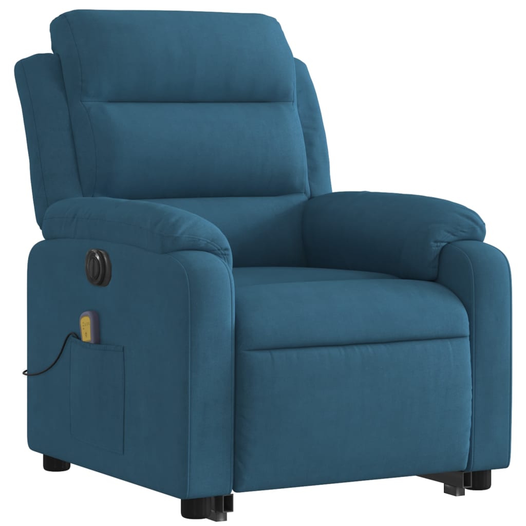 vidaXL Sillón reclinable de masaje eléctrico elevable terciopelo azul