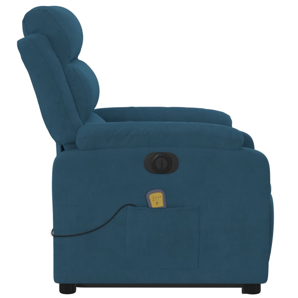 vidaXL Sillón reclinable de masaje eléctrico elevable terciopelo azul