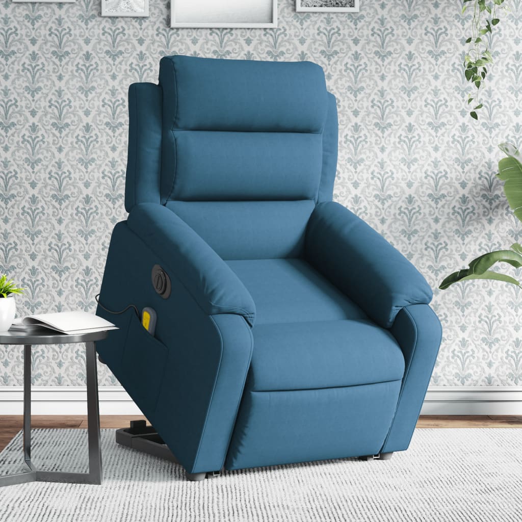 vidaXL Sillón reclinable de masaje eléctrico elevable terciopelo azul