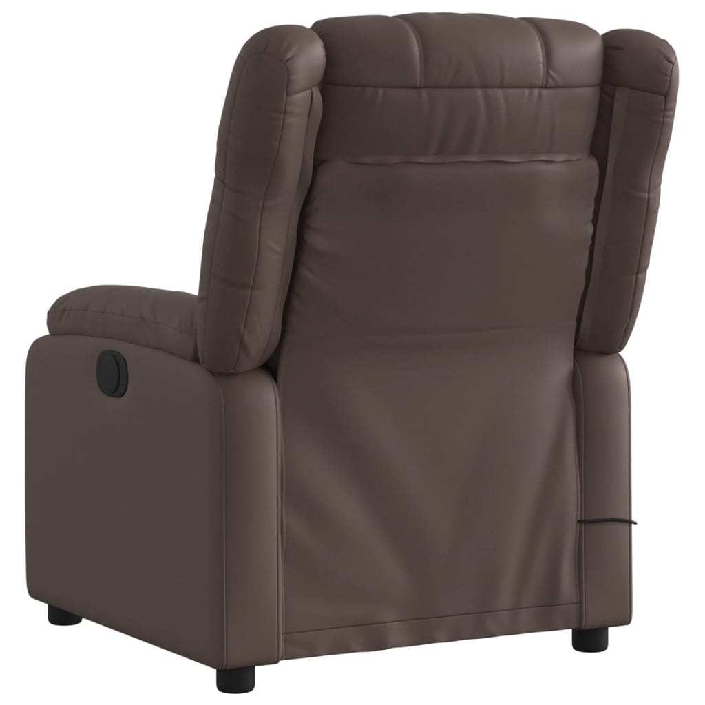 vidaXL Sillón de masaje reclinable eléctrico cuero sintético marrón