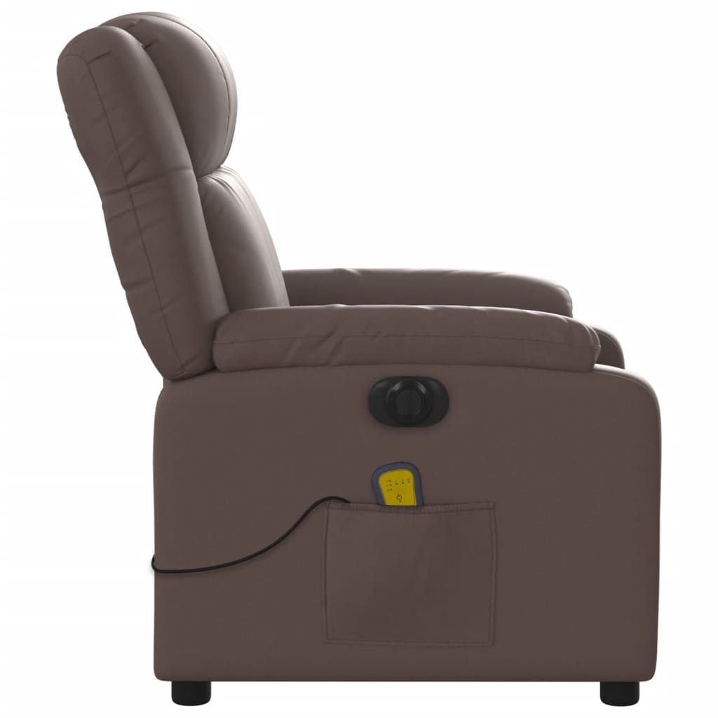 vidaXL Sillón de masaje reclinable eléctrico cuero sintético marrón