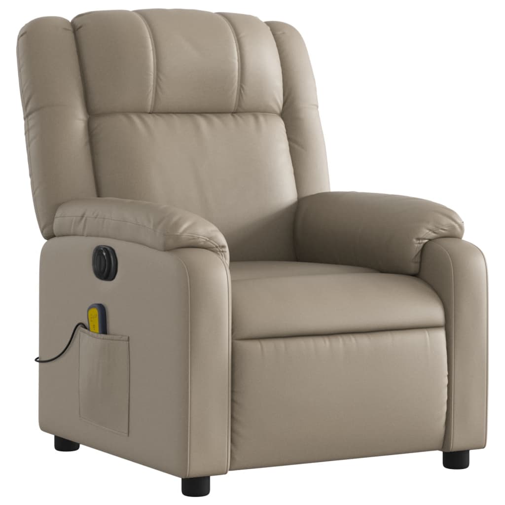 vidaXL Sillón reclinable de masaje eléctrico cuero sintético capuchino